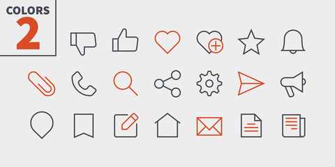 Poster - social ui pixel perfect well-crafted vector thin line icons 48x48 ready for 24x24 grid for web graph