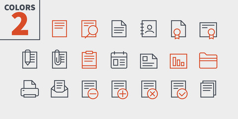 Fototapete - documents pixel perfect well-crafted vector thin line icons 48x48 ready for 24x24 grid for web graph