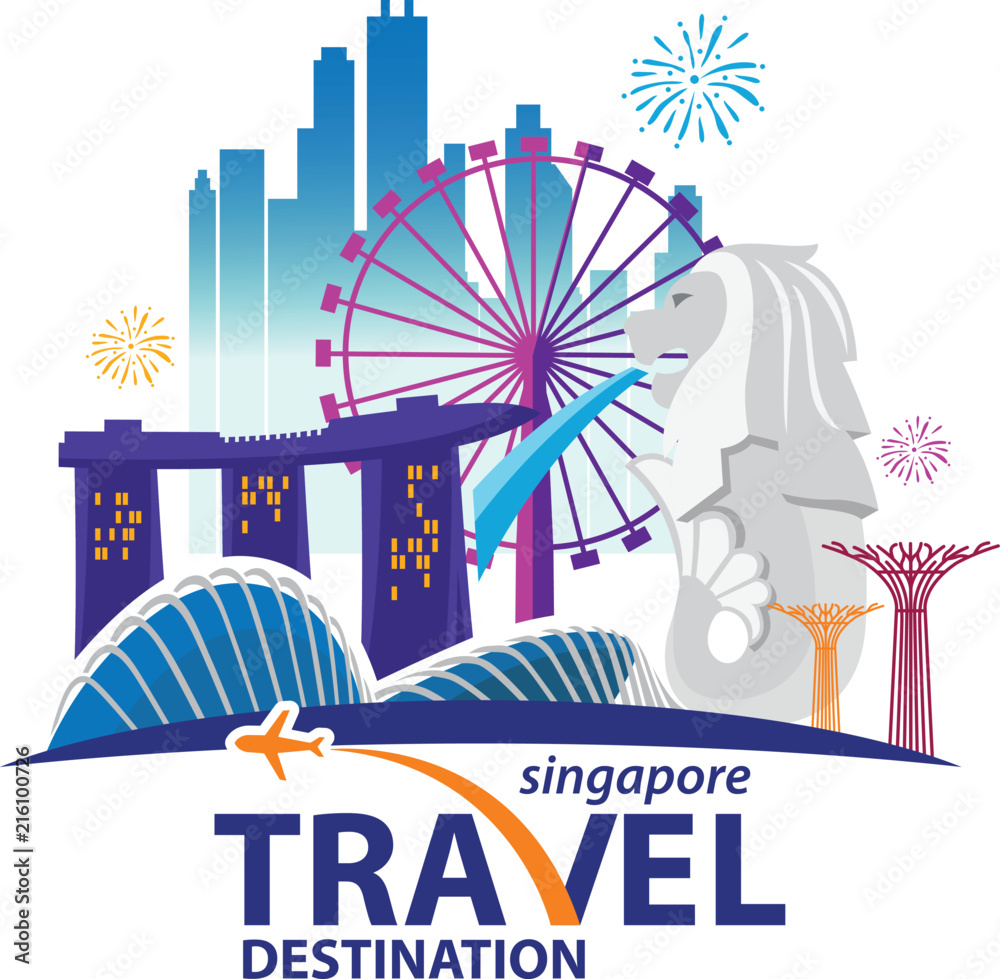 Singapore Travel Landmarks. Vector and Illustration. Stock Vector ...