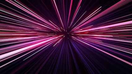 Wall Mural - Space Travel Through Stars Trails Pink-Blue Color. Beautiful Abstract Hyperspace Jump. Digital Design Concept. Looped 3d Animation of Glowing Lines 4k UHD 3840x2160.