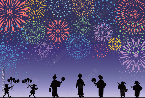 花火 人物シルエット Stock ベクター Adobe Stock