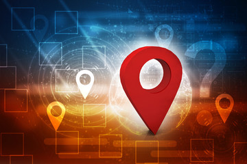 Poster - 3d rendering Red map pointer