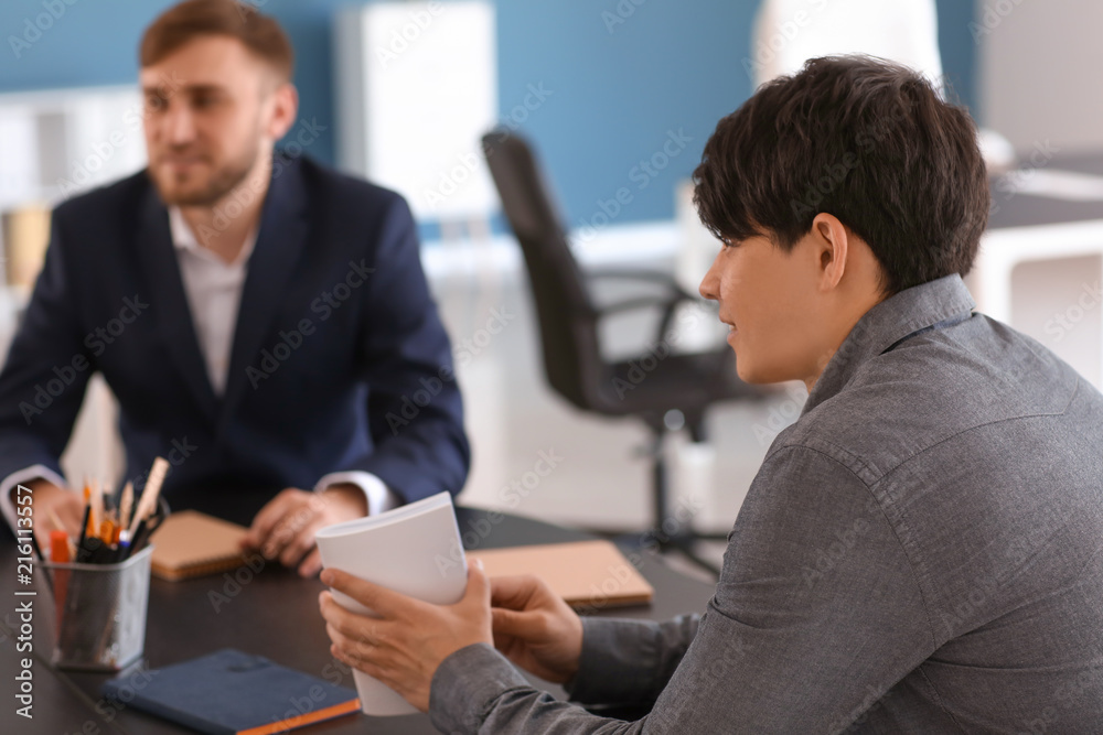 Meeting of business team working in office