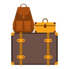 suitcases bags pile isolated icon vector illustration design