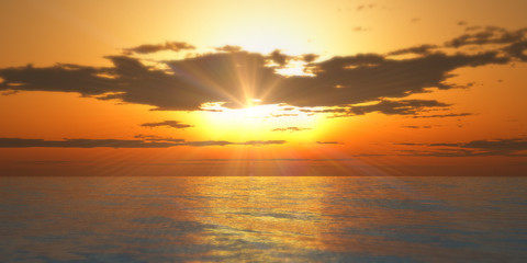 Wall Mural - sunset in sea clouds