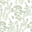 Hand drawn herbal sketch seamless pattern for fabric