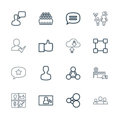 Poster - Collection of 16 social outline icons