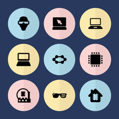 Wall Mural - Set of 9 tech filled icons
