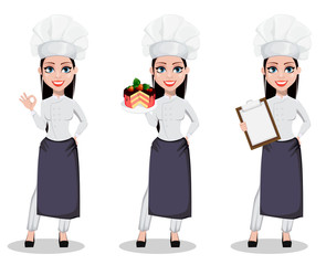 Poster - Beautiful baker woman in professional uniform