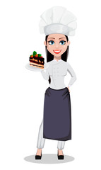 Poster - Beautiful baker woman in professional uniform