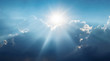 © Tryfonov - Panoramic view of clouds and sun with beautiful rays against the sky.