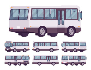 Wall Mural - Bus black-white set