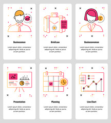 Poster - vector line art web and mobile app template set
