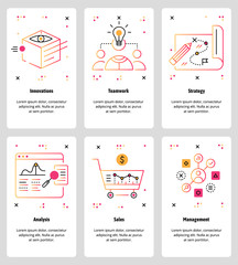 Poster - vector line art web and mobile app template set