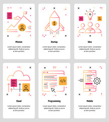 Poster - vector line art web and mobile app template set