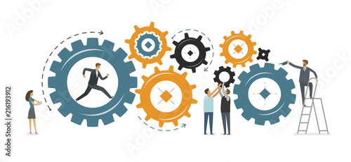 Fotomural Business development, teamwork concept. Vector illustration