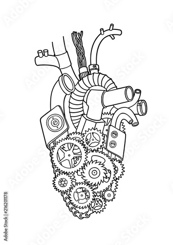 Mechanical Heart Drawing