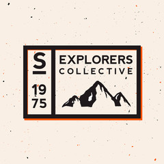 exploring nature themed vintage logotype with grunge effect. national parks outdoor labels