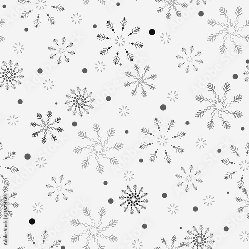 Snowflake Simple Seamless Pattern Black Snow On White