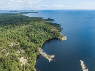 Wall Mural - aerial view on small islands in the Ladoga lake. Karelia.