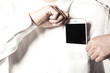 © dohee - business man hand hold a mobile phone on the white background.