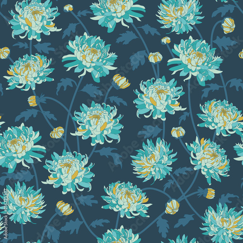 Vector Seamless Floral Pattern Japanese National Flower