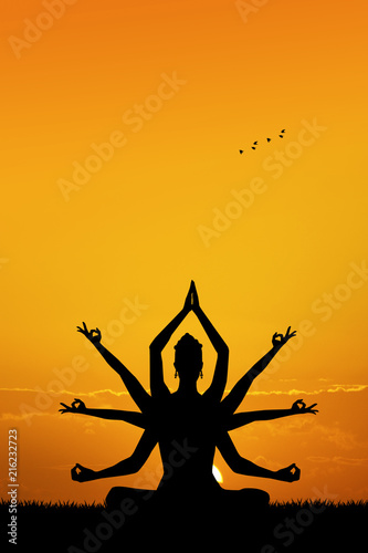 Obraz na plátně Goddess Kali at sunset