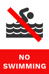 Canvas Print - NO SWIMMING sign. Crossed out swimmer silhouette. Vector.