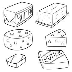 Wall Mural - vector set of butter and cheese