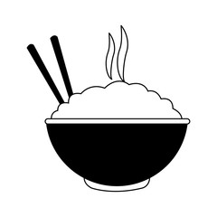 Poster - Rice on bowl with chopsticks vector illustration graphic design