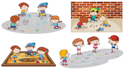 Wall Mural - Set of children playing