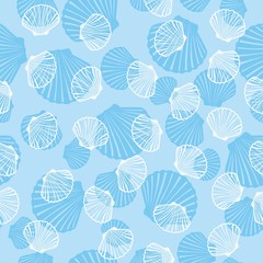 Naklejka na meble Hand drawn vector illustrations - seamless pattern of seashells. Marine background.