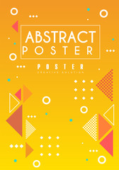 Wall Mural - Abstract poster, bright placard template in orange color with geometric shapes, creative graphic design for banner, invitation, flyer, cover, brochure vector Illustration