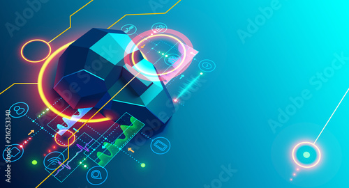 Fotografía Artificial intelligence analyze business data and optimizes work company