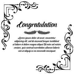 Canvas Print - Collection congratulation card with flower hand draw vector illustration