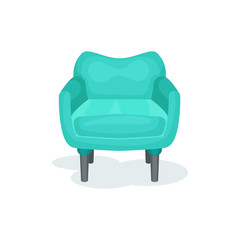 Canvas Print - Light blue armchair, living room furniture, interior design element vector Illustration on a white background