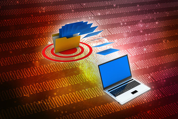 Poster - 3d rendering Folder connected to computer network
