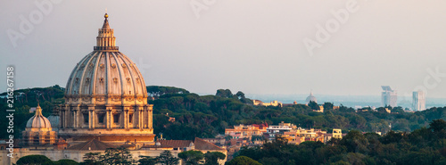 Panorama Of Rome St. Peter's Basilica and Green Landscape Wallpaper Mural