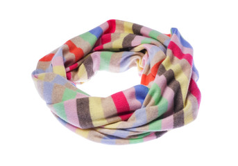 Striped scarf on a white background.