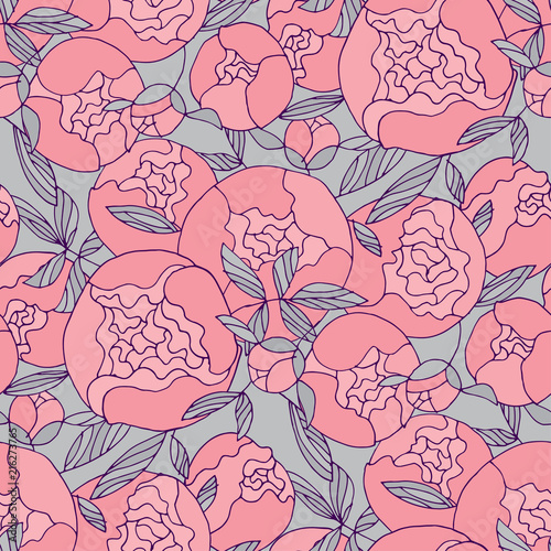 Tender pink round peony flo...