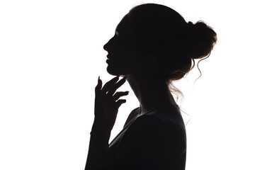 Wall Mural - silhouette profile of woman face on white isolated background