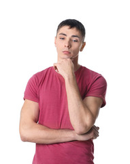 Sticker - Portrait of handsome young man on white background