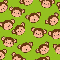 Poster - cute and adorable monkey pattern background