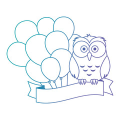 Poster - cute and adorable owl with balloons helium