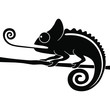 Icon chameleon. Flat symbol chameleon. Isolated black sign chameleon on white background. Vector Illustration