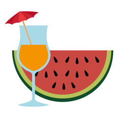 Poster - tropical cocktail with watermelon vector illustration design