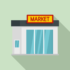 Sticker - Gas station market icon. Flat illustration of gas station market vector icon for web design