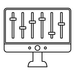Poster - Equalizer monitor icon. Outline equalizer monitor vector icon for web design isolated on white background