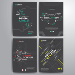 Set of Business cover brochure template digital electronic