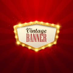 Sticker - Retro light sign. Vintage style banner. Vector illustration.